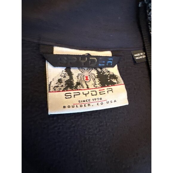 Spyder Mens L/G Grey & Black Half-Zip Pullover Fleece Jacket Polyester - Picture 2 of 6